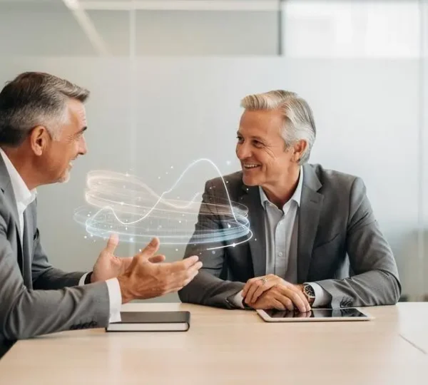 Un expert-comptable et un dirigeant d'entreprise échangent autour d'une vision stratégique, symbolisant le passage de la saisie comptable au conseil direct